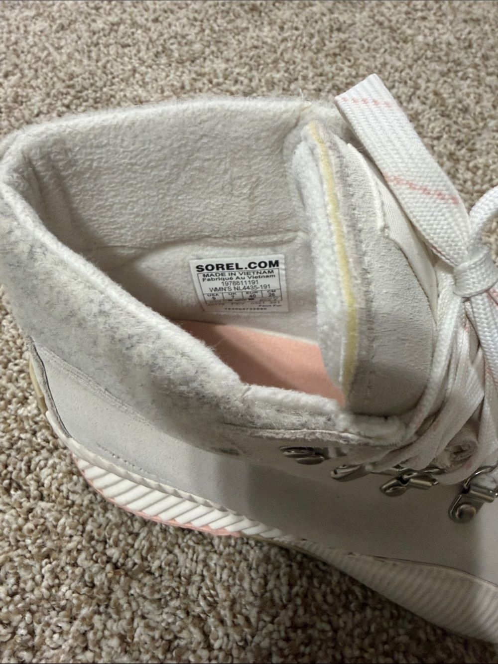 Sorel Women's Off-White and Light Gray Lace-Up Waterproof Boots - Picture 2 of 8